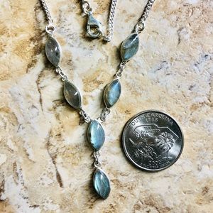 Sterling Silver Labradorite Stone Necklace 16 inch